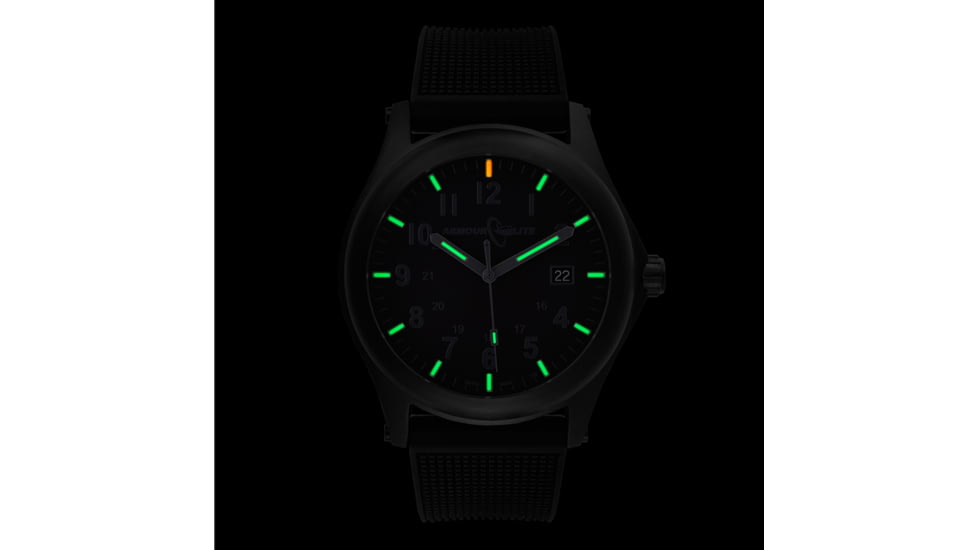 Armourlite Field Series AL135 Swiss Made Tritium Illuminated Watch with Shatterproof Armourglass, Black Case, Blackout Dial, 42mm, AL135
