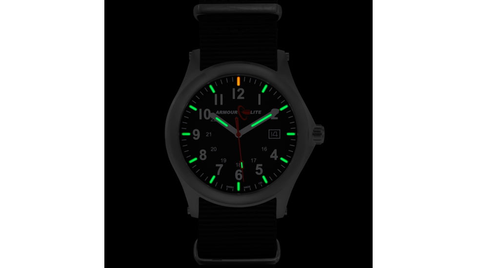 Armourlite Field Series AL141 Swiss Made Tritium Illuminated Watch with Shatterproof Armourglass, Raw Steel Case, Black Dial, 42mm, AL141