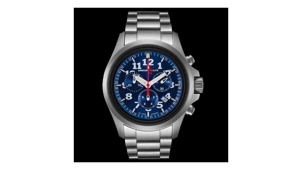 Armourlite Officer Series Blue Dial Stainless Steel Chronograph Watch, Blue/Silver AL814