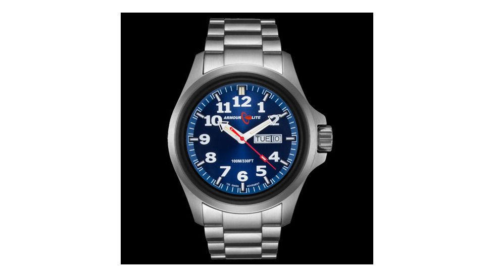 Armourlite Officer Series Blue Dial Stainless Steel Watch, Blue/Silver AL813