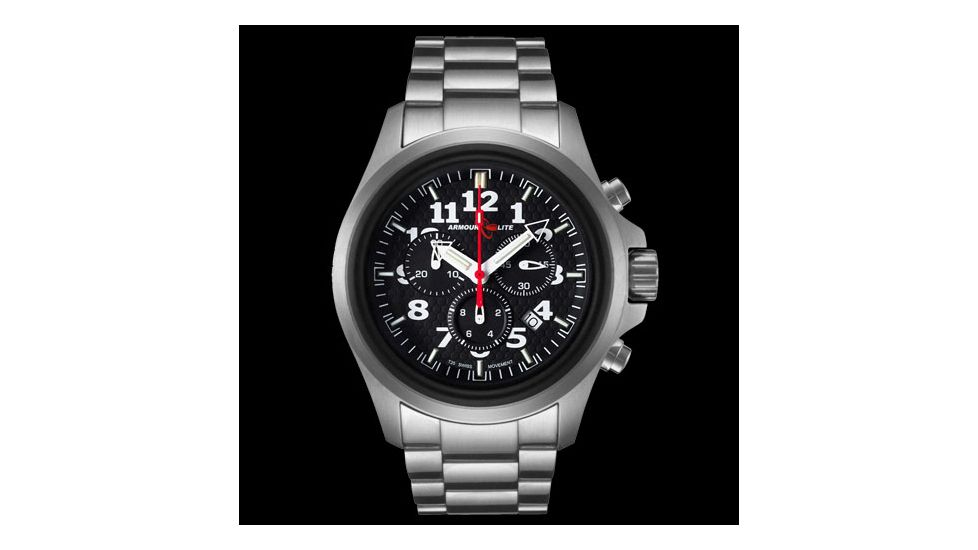 Armourlite Officer Series Stainless Steel Chronograph Watch, Black/Silver AL812