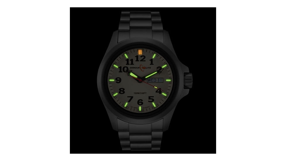 Armourlite Officer Series Stainless Steel Tan Dial Watch, Tan/Silver AL815