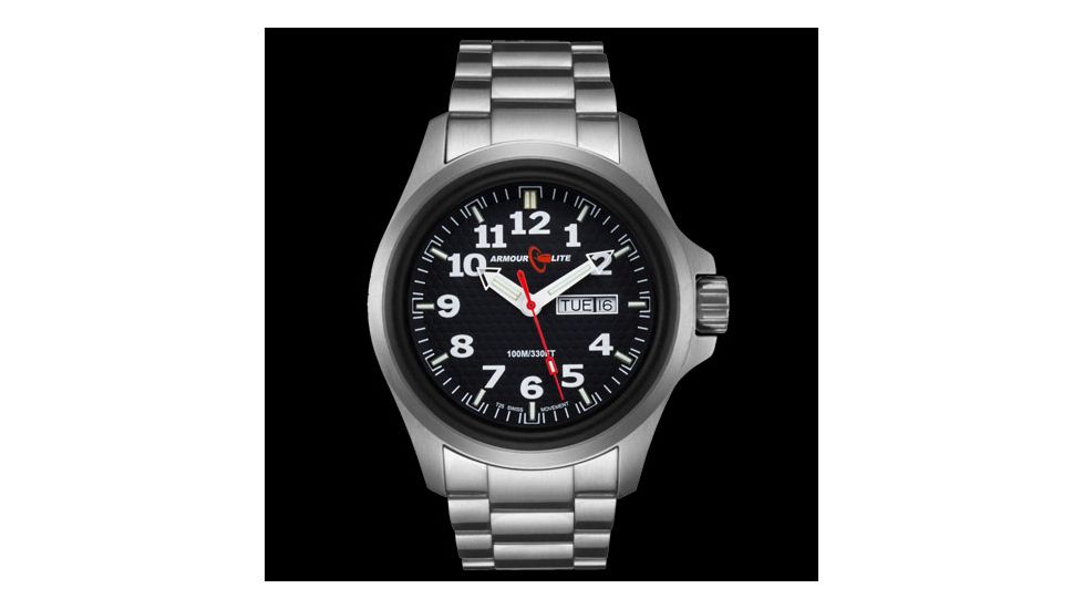 Armourlite Officer Series Stainless Steel Watch, Black/Silver AL811