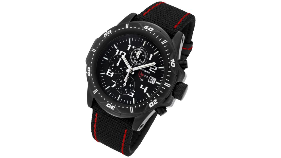 Armourlite Professional Series Chronograph Watch with Kevlar Watch Band, Black, Black-Red, Small AL43-KBR