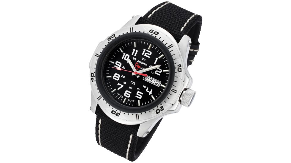 Armourlite Professional Series Chronograph Watch with Kevlar Watch Band, Silver, Black-White, Small AL47-KBW