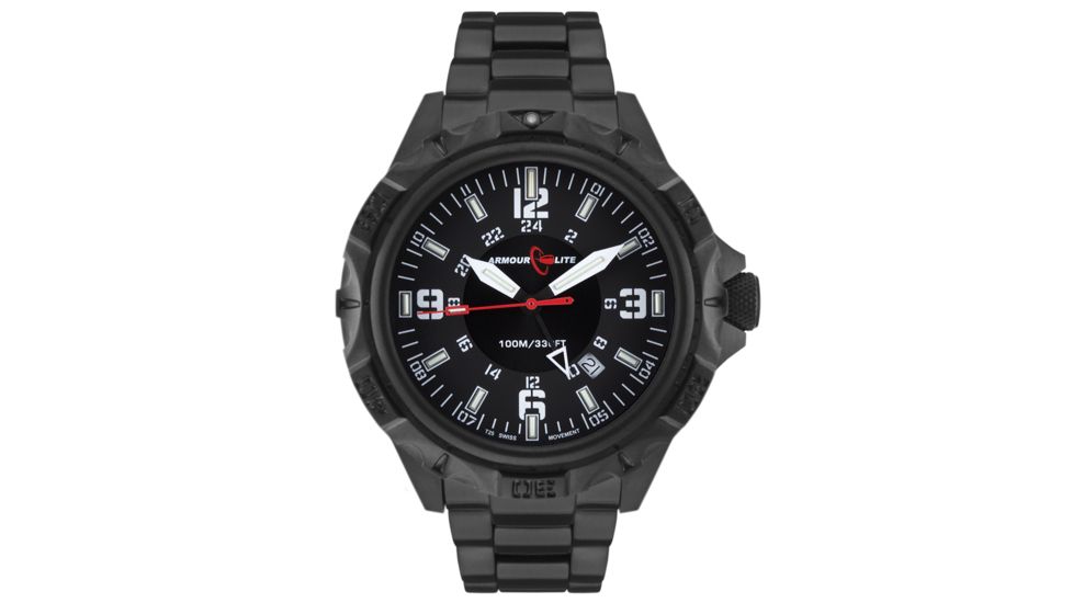 Armourlite Professional Series Tritium Watch, 47mm Case, Ronda 515.24 Quartz Movement, Black/White AL1403