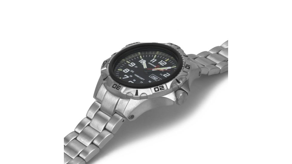 Armourlite Professional Series Tritium Watch, 47mm Case, Ronda 517 Quartz Movement, Silver/Black/White AL1401