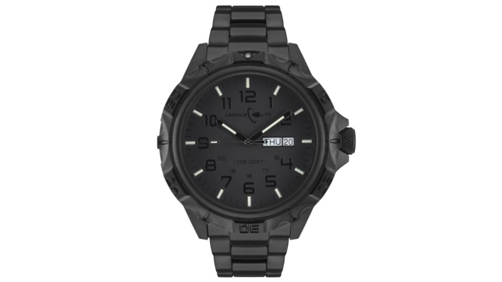 Armourlite Professional Series Tritium Watch, 47mm Case, Ronda 517 Quartz Movement, Stealth Black AL1404
