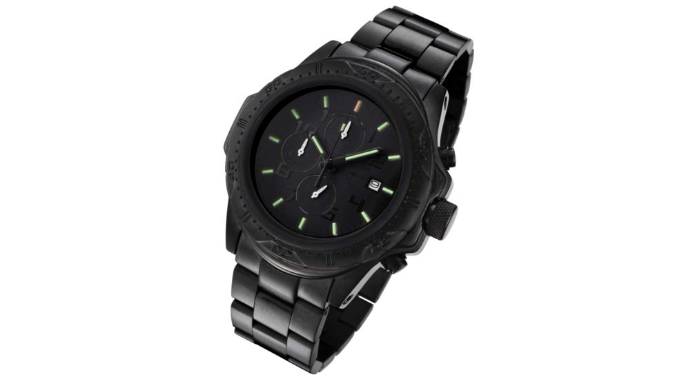 Armourlite Shatterproof High Impact Glass Crystal Phantom Tritium Chronograph Watch, Black, Small AL60