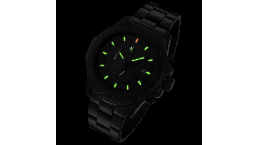 Armourlite Shatterproof High Impact Glass Crystal Phantom Tritium Chronograph Watch, Black, Small AL60