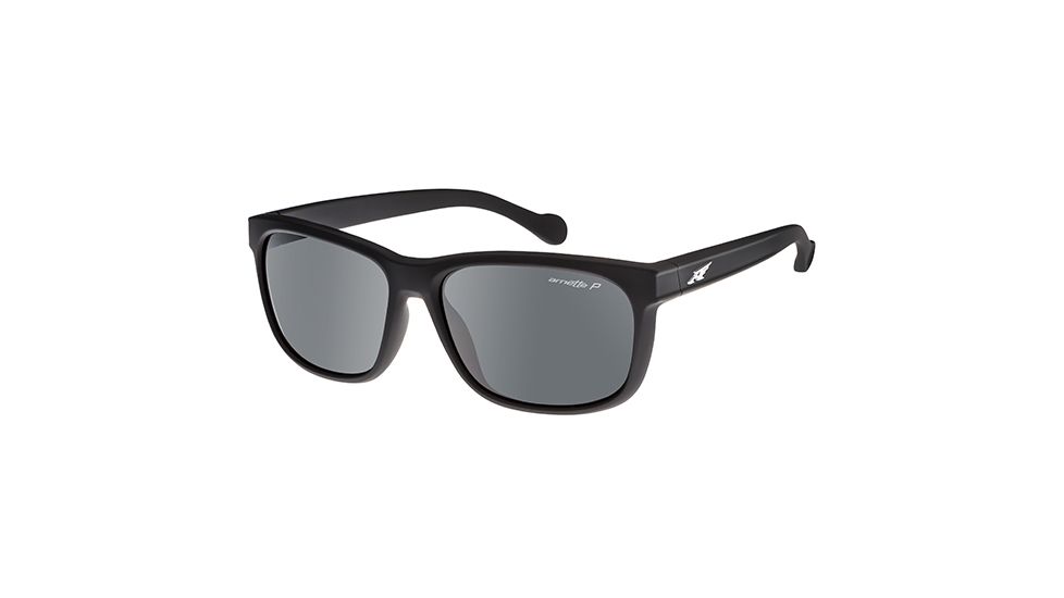 Arnette Slacker Sunglasses, Fuzzy Black Frame, Grey Polarized Lens-AN4196-07