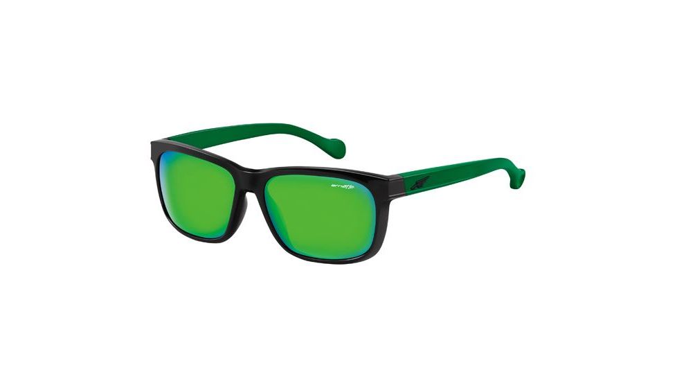 Arnette Slacker Sunglasses, Gloss Black/Green Frame, Citrus Chrome Lens AN4196-02