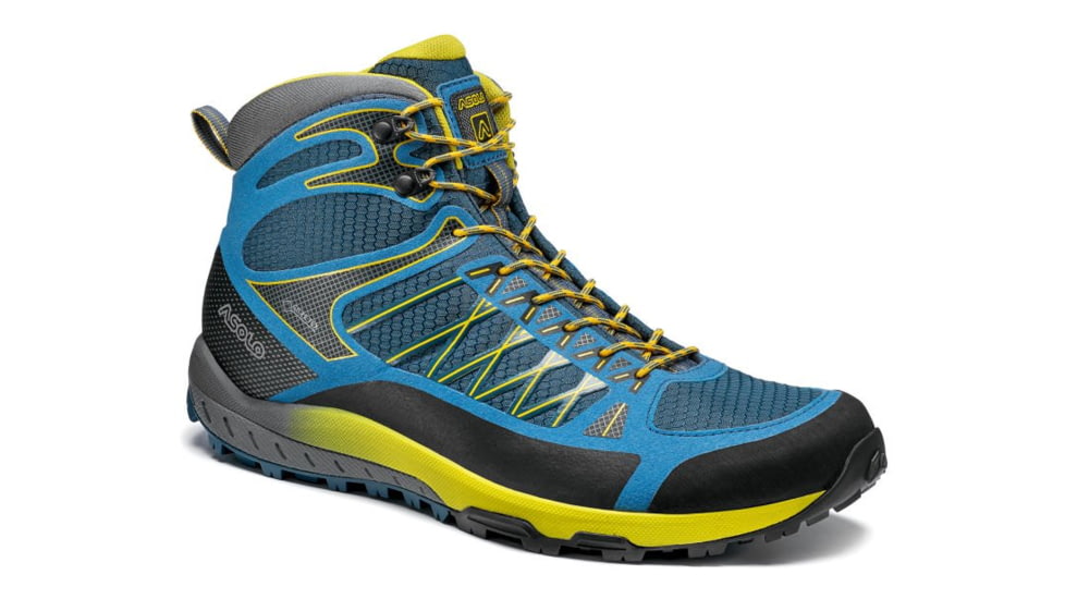 Asolo Grid Mid GV Hiking Shoes - Mens, Indian/Teal/Yellow, 8.5 US, A40516-898-085
