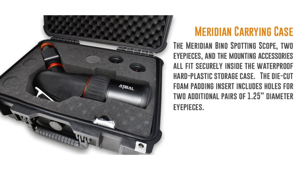 Atibal Meridian Bino Spotting Scope, 40x80mm, ED APO Lens, Black, 16 inches, AT-MER-BSS-40x80