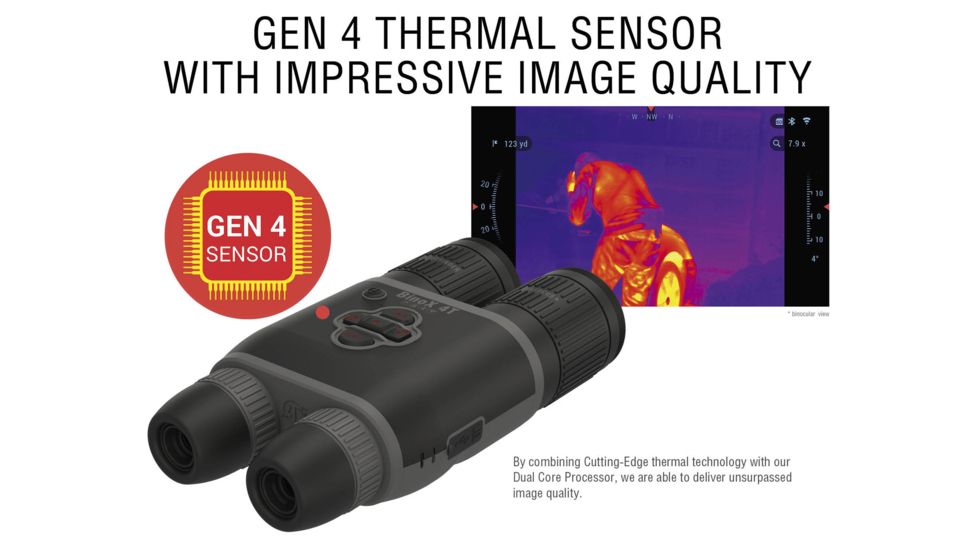 ATN Binox-4T 640-2.5-25x Thermal Binocular, Black / Grey, TIBNBX4643L