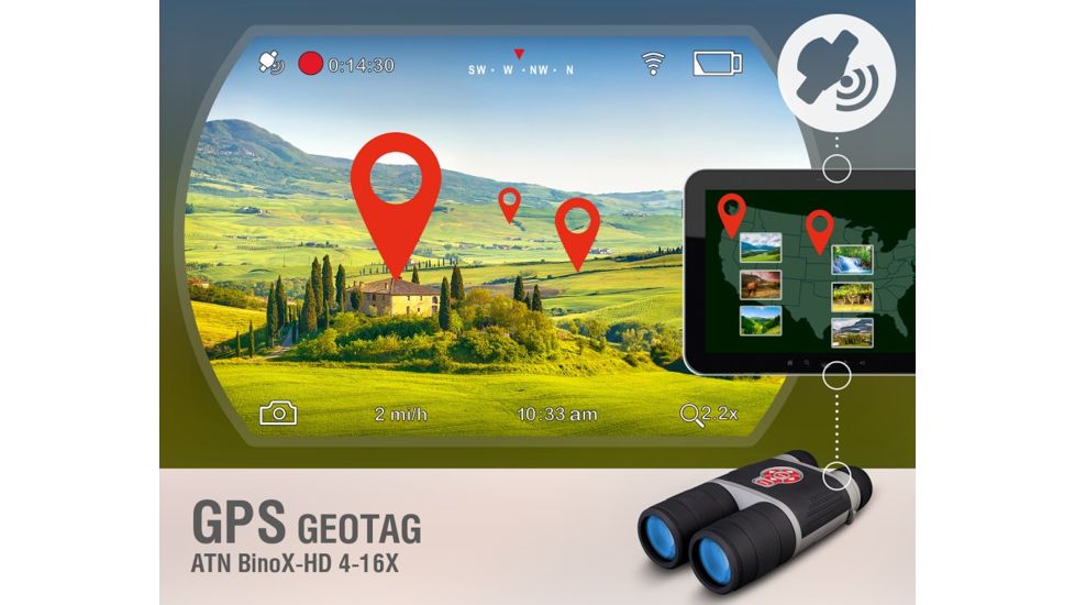ATN BinoX-HD 4x Smart Day and Night Binocular w/ GPS DGBNBNHDX2