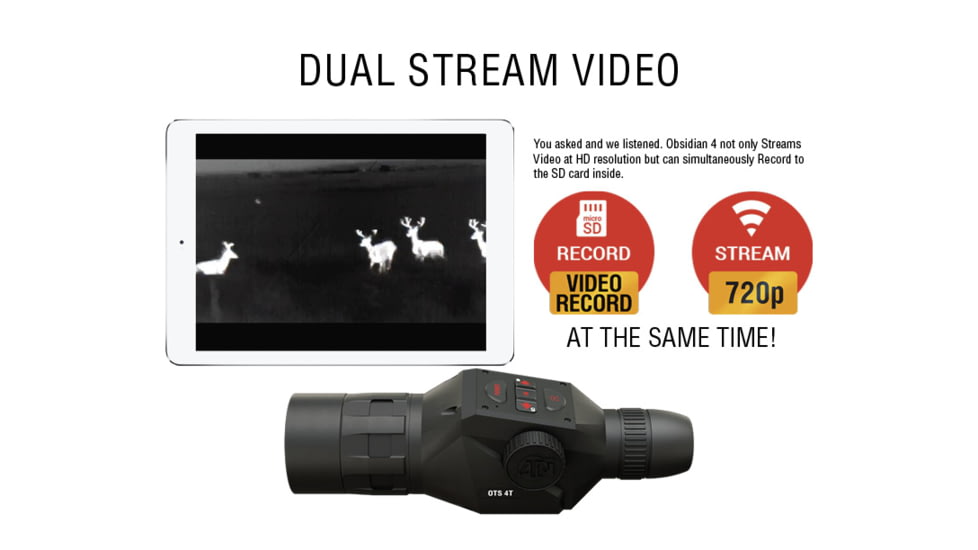 ATN OTS 4T, 4-40x, 640x480, Thermal Viewer w/ Full HD Video rec, WiFi, Smooth zoom, iOS/Android Controlling App, Black, TIMNO4644A