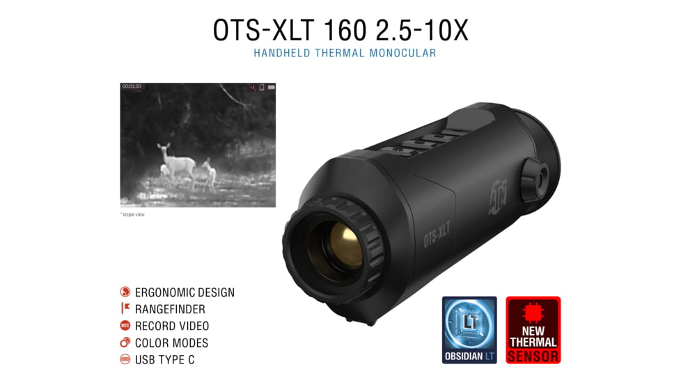 ATN OTS-XLT 2.5-10x Thermal Viewer, 25mm, 160x120, Black, TIMNOXL125X