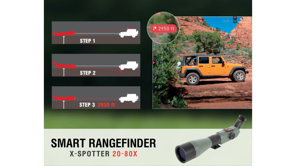 ATN X-Spotter HD 20-80x Smart Day/Night Spotting Scope w/Video Recording, Wi-Fi, GPS, Smartphone Control via App, Green / Black DGSSHD2080