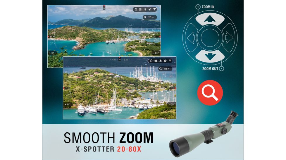 ATN X-Spotter HD 20-80x Smart Day/Night Spotting Scope w/Video Recording, Wi-Fi, GPS, Smartphone Control via App, Green / Black DGSSHD2080