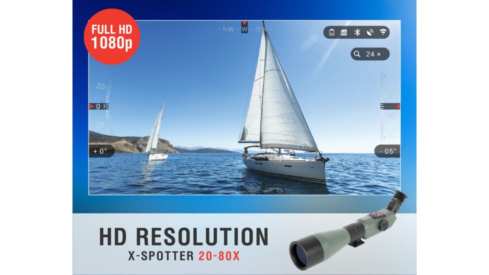 ATN X-Spotter HD 20-80x Smart Day/Night Spotting Scope w/Video Recording, Wi-Fi, GPS, Smartphone Control via App, Green / Black DGSSHD2080