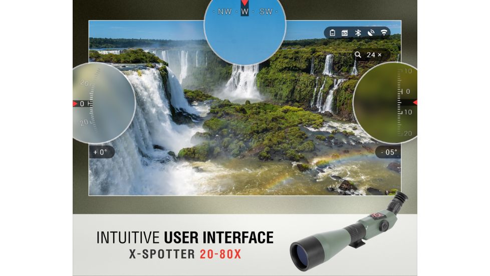 ATN X-Spotter HD 20-80x Smart Day/Night Spotting Scope w/Video Recording, Wi-Fi, GPS, Smartphone Control via App, Green / Black DGSSHD2080