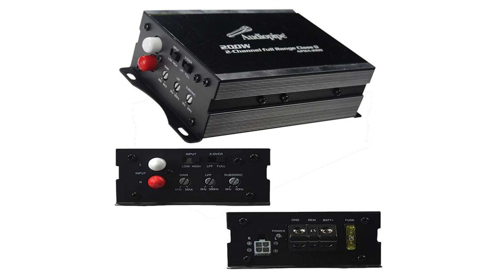 Audiopipe Mini Design 2 ch. Class D Amplifier 2X100 Watts RMS, Black APMA2100