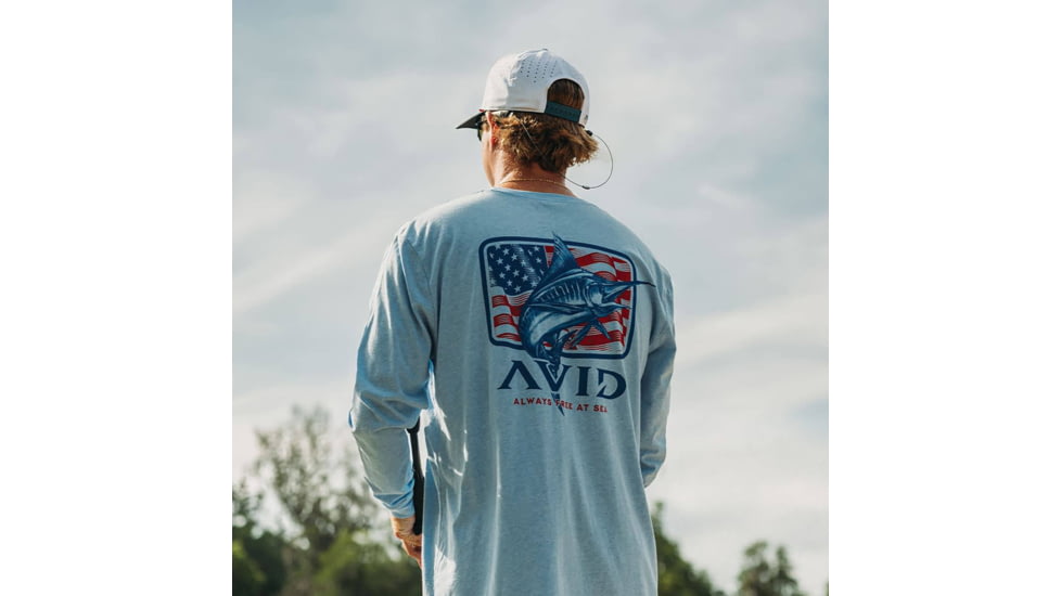 AVID Sportswear Marlin Pride Long Sleeve T-Shirt - Mens, Heather Sky, Large, MT32422HSKLG