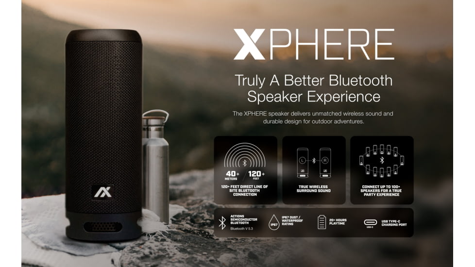 AXIL Xphere Outdoor Bluetooth Speaker, Black, Medium, XPHR