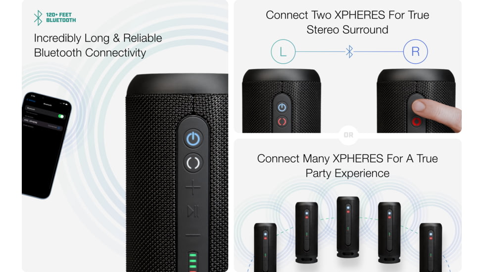 AXIL Xphere Outdoor Bluetooth Speaker, Black, Medium, XPHR