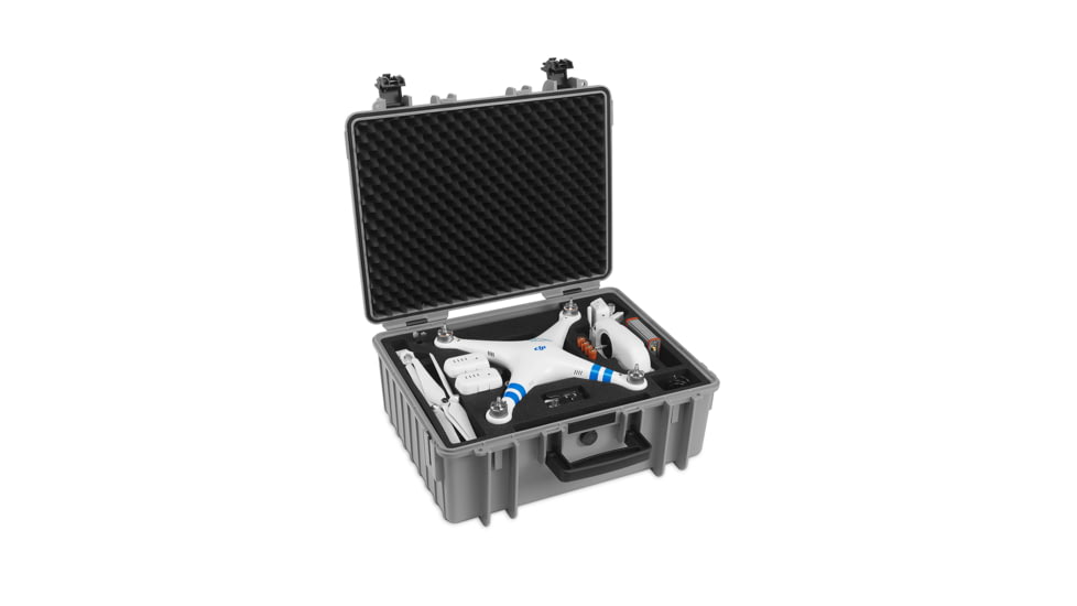 B&amp;W International Type 6000 Grey Outdoor Case With Custom DJi2 Phantom Custom Insert, Grey, Medium 6000/G/DJI2