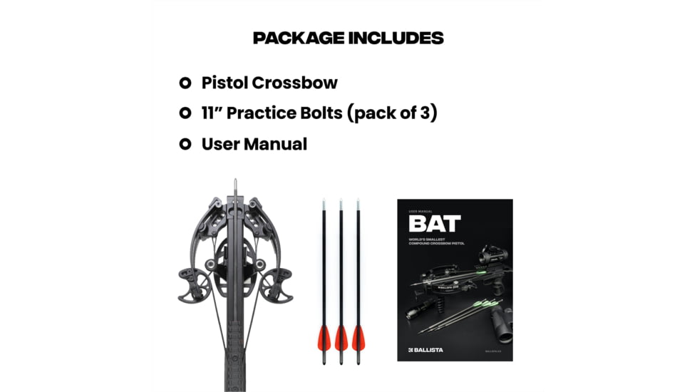 Ballista BAT Crossbow w/L-Buttstock 130 lb. 330fps, Black, BAL-CB-01-LS