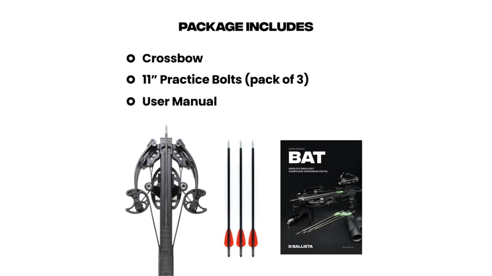 Ballista BAT Crossbow w/L-Buttstock 130 lb. 330fps, Black, BAL-CB-01-LS