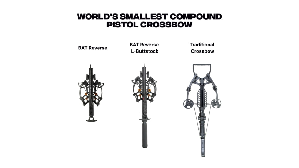 Ballista BAT Reverse Crossbow w/L-Buttstock 150 lb. 420fps, Black, BAL-CB-02-LS