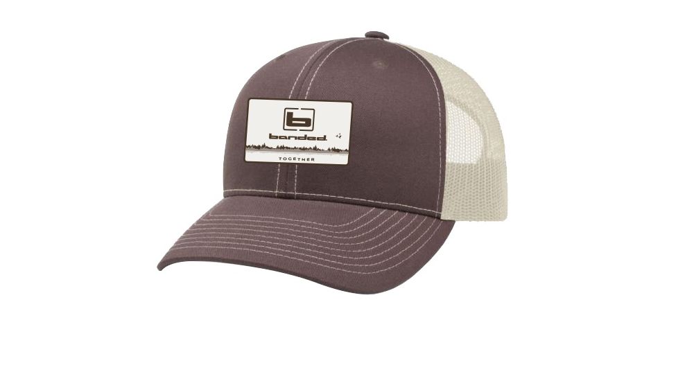 Banded Together Badge Trucker Cap, Brown/Khaki, B03571