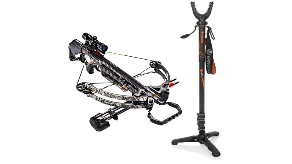 Barnett Crossbows Droptine Crossbow, Realtree Xtra, 78058 W/ Vanguard Veo Shooting Stick
