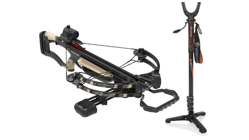 Barnett Crossbows Recruit 100 Crossbow, Pkg. Tan, 78653 W/ Vanguard Veo Shooting Stick
