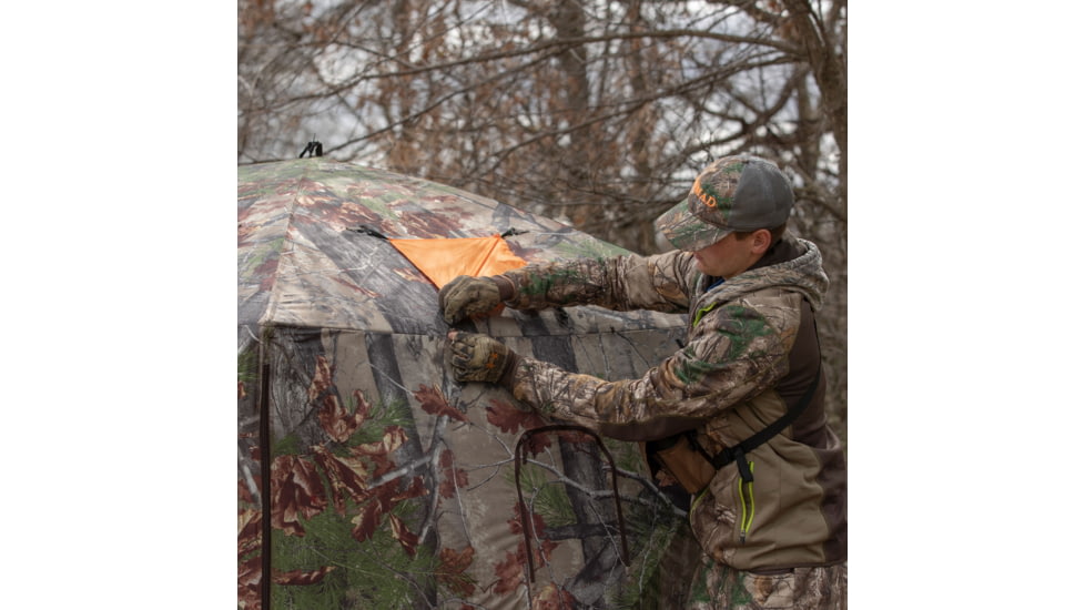 Barronett Blinds Feather Five Hub Hunting Blind, Bloodtrail Backwoods, 4-Person, FF500BW