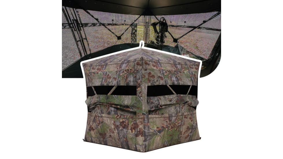 Barronett Blinds Grandview, See-Through Hunting Blind, View-Through Fabric, Silent Shooting Windows, Bloodtrail Backwoods, 82in x 105iin x 103in, Bloodtrail Backwoods, 4-Person, GV450BW
