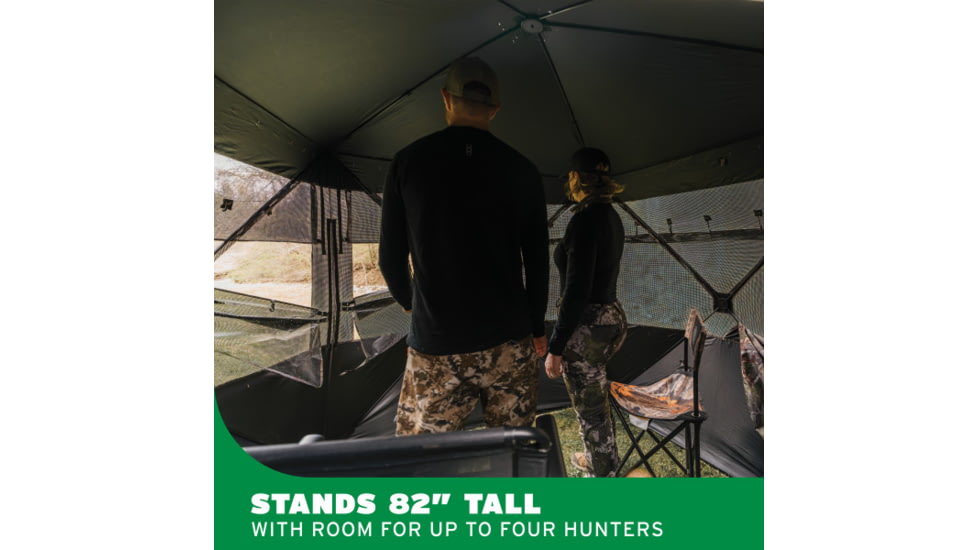 Barronett Blinds Grandview, See-Through Hunting Blind, View-Through Fabric, Silent Shooting Windows, Bloodtrail Backwoods, 82in x 105iin x 103in, Bloodtrail Backwoods, 4-Person, GV450BW