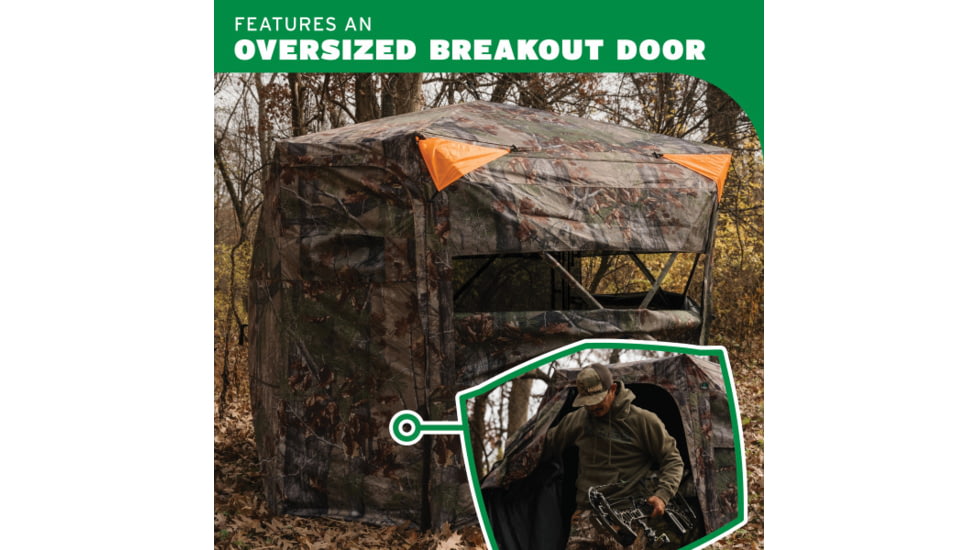 Barronett Blinds Grandview, See-Through Hunting Blind, View-Through Fabric, Silent Shooting Windows, Bloodtrail Backwoods, 82in x 105iin x 103in, Bloodtrail Backwoods, 4-Person, GV450BW