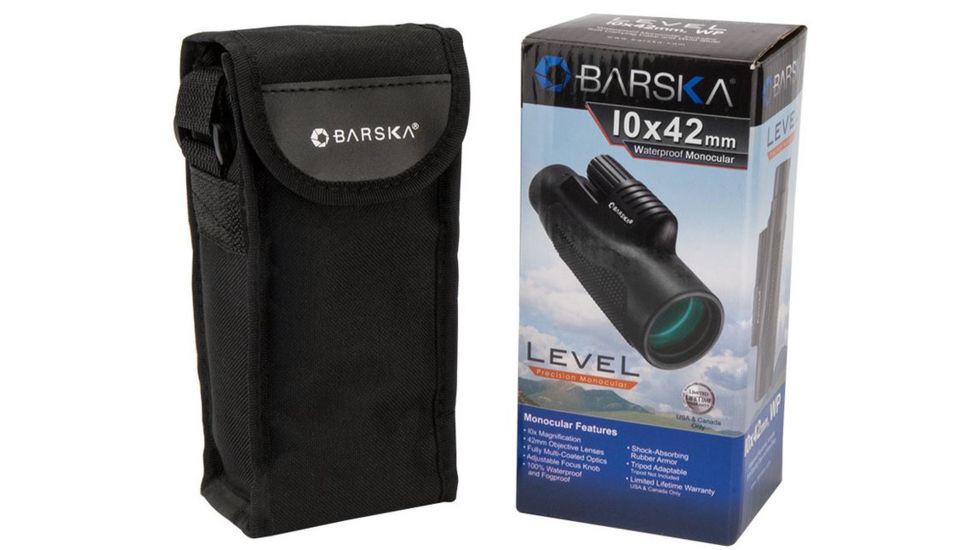 Barska 10X42 Waterproof Level Monocular, BK-7 Prism, Multi-Coated Optics, Black AA12538