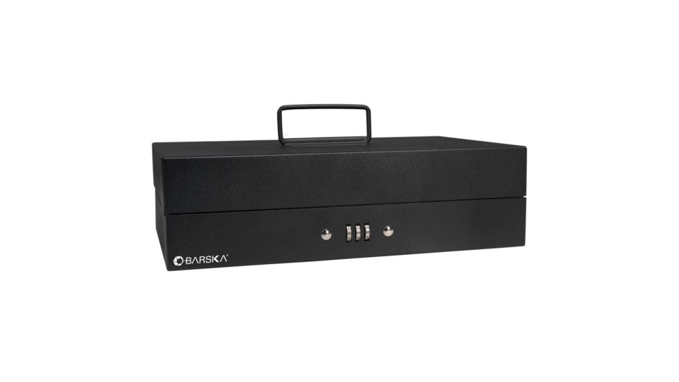 Barska 12in. Cash Box, 6 Compartment Tray w/ Money Clip, Closed CB11794