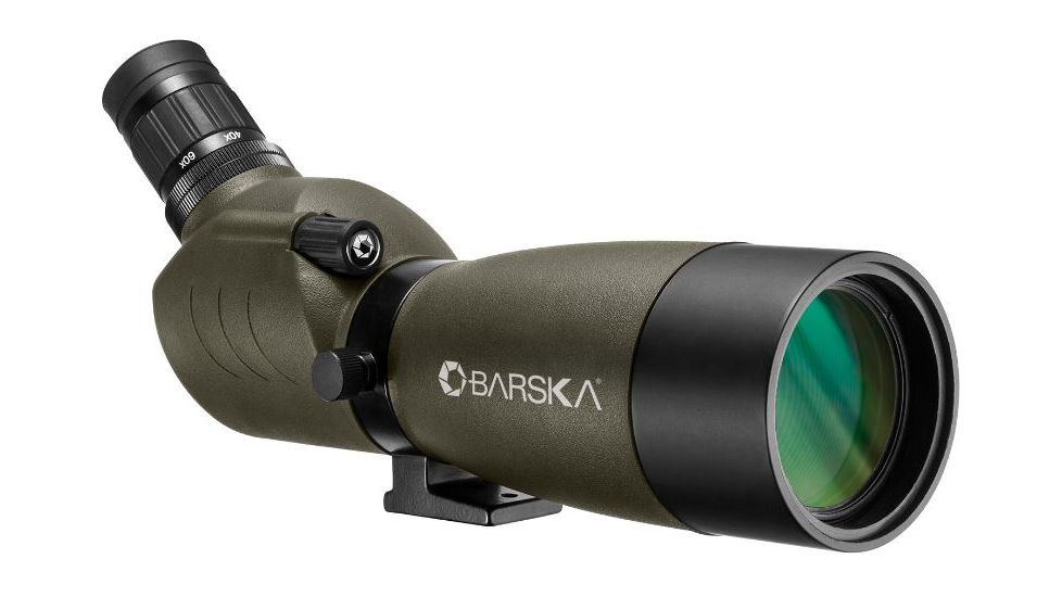Barska 20-60x60 Blackhawk Spotting Scope, Angled, Porro Prism, BK-7 , Glare Reducing Sunshade, Green AD12706
