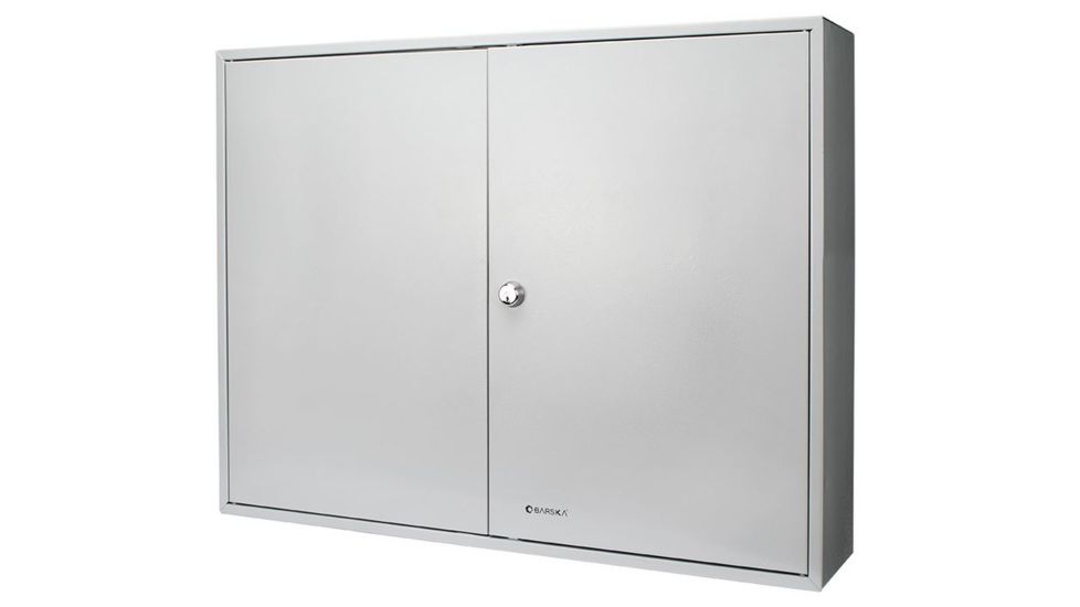 Barska 400 Key Adjustable Lock Box Security Safe w/ Key Lock, Steel, Gray CB12490