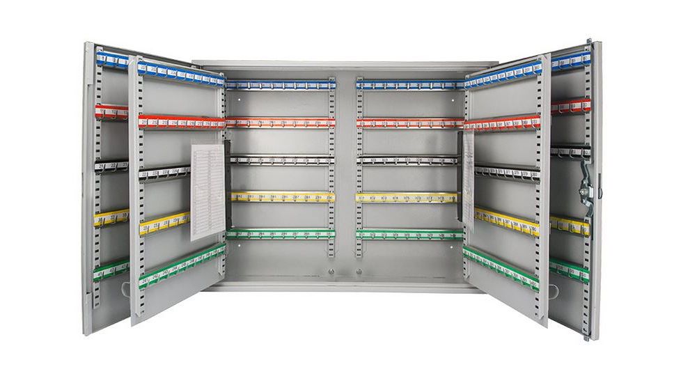 Barska 400 Key Adjustable Lock Box Security Safe w/ Key Lock, Steel, Gray CB12490