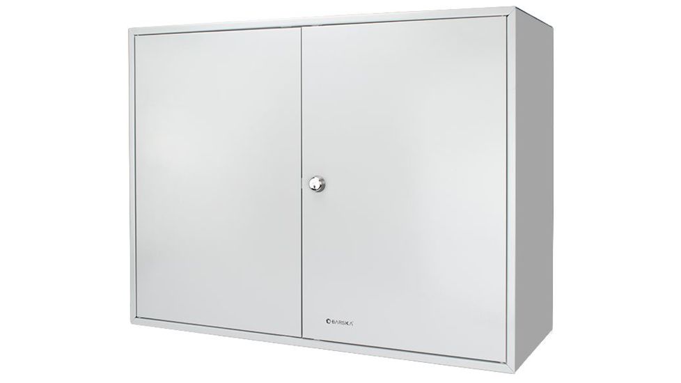 Barska 600 Position Adjustable Key Box Security Safe w/ Key Lock, Colored Key Tags, Steel, White CB12700