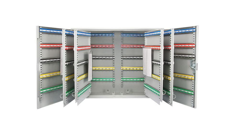 Barska 600 Position Adjustable Key Box Security Safe w/ Key Lock, Colored Key Tags, Steel, White CB12700