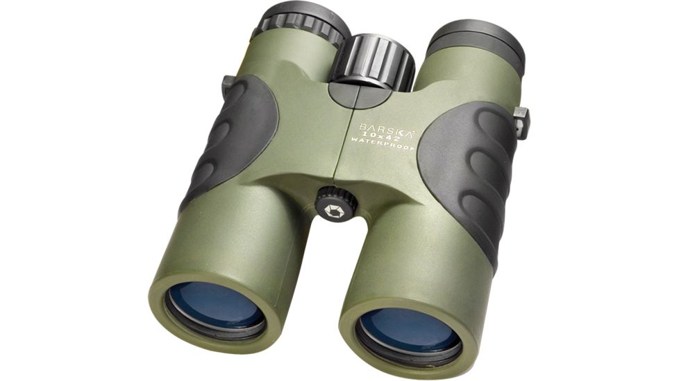 Barska Atlantic 10x42 Waterproof Roof Prism Binoculars, Green, Clam Pack AB10140