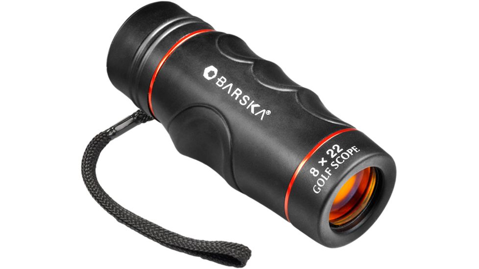 Barska Blue Line 8x22 Waterproof Ruby Lens Golf Rangefinding Monocular, Black